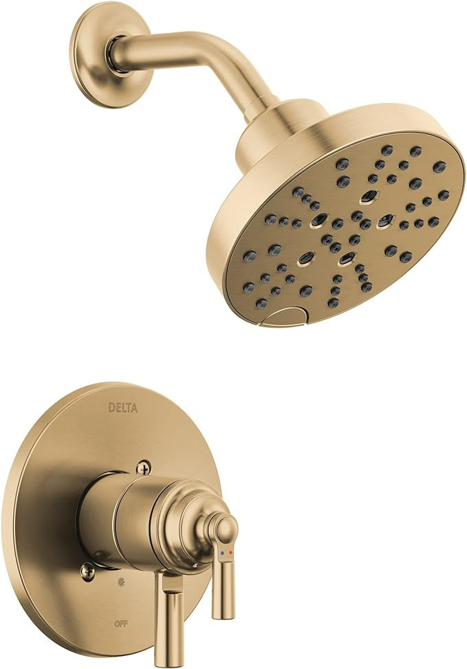 Delta Faucet Saylor 17 Series Gold Shower Valve Trim Kit with H2Okinetic Shower Head, Delta Showe... | Amazon (US)