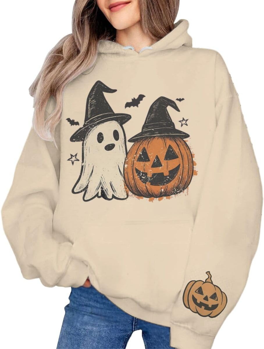Vintage Ghost Pumpkin Halloween Sweatshirt for Women | Amazon (US)