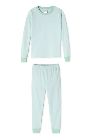 Kids Long-Long Set in Parisian Green | LAKE Pajamas
