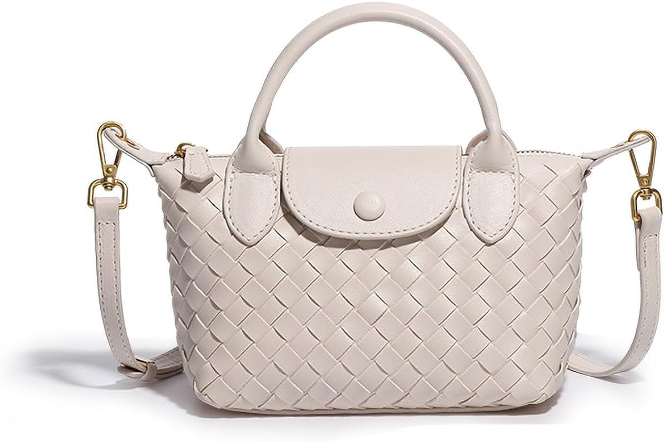 Waiyqju Mini Small Size Braided Luxury Leather Women's top Handle Handbag Fashion Travel Daily Sa... | Amazon (US)