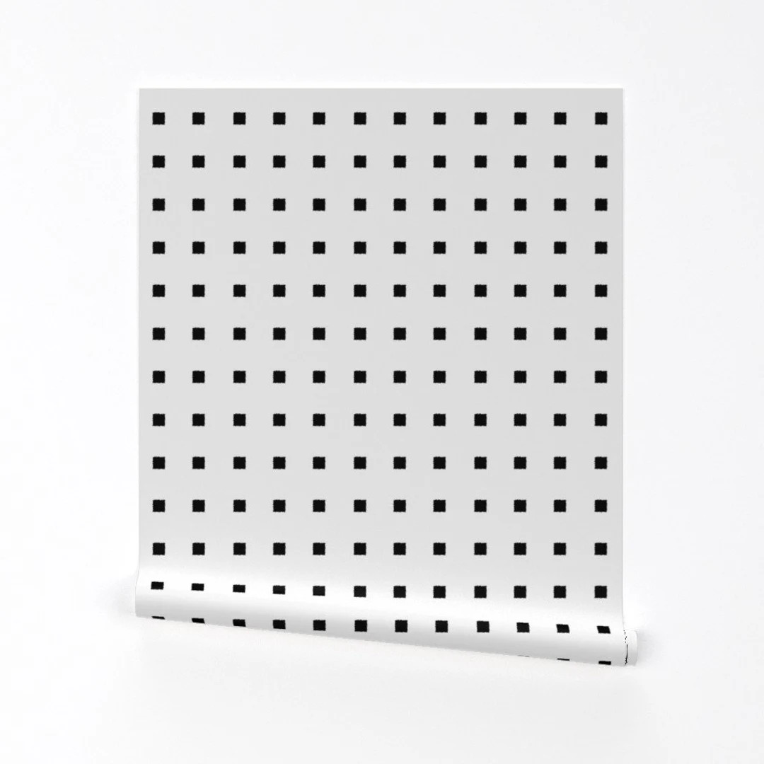 Black Squares on White Wallpaper Black Squares on White Rough Edges by Mlags Removable Self Adhes... | Etsy (US)