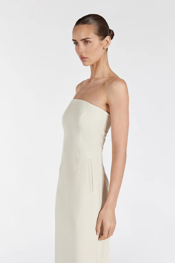 OPAL OAT STRAPLESS MIDI DRESS | DISSH