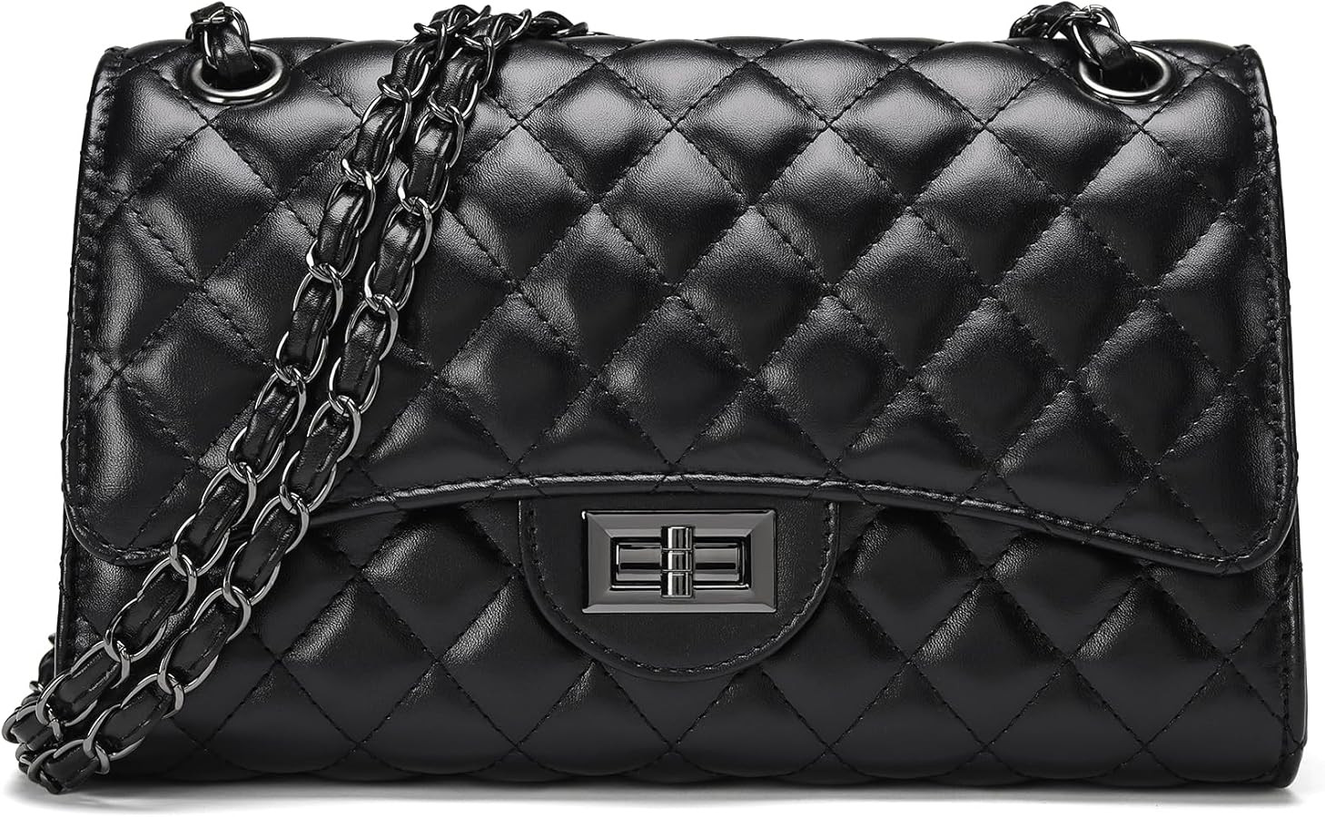 Quilted Leather Crossbody Bags for Women Trendy Ladies Shoulder Purse Satchel HandBag with Chain ... | Amazon (US)