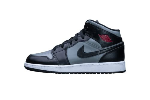 Nike boys Air Jordan 1 Mid (GS) Shoes, Black/Gym Red-particle Grey, 6.5 Big Kid | Amazon (US)