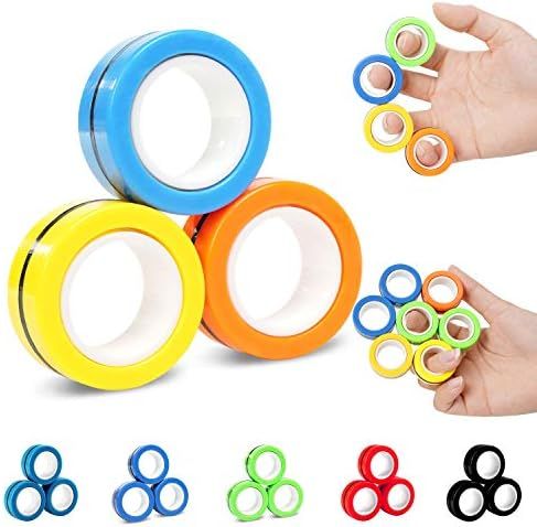 NSKER Fidget Toys for Adults- Fun Colorful ADHD Figetget Toys Fingears Magnetic Rings Fidget Spin... | Amazon (US)