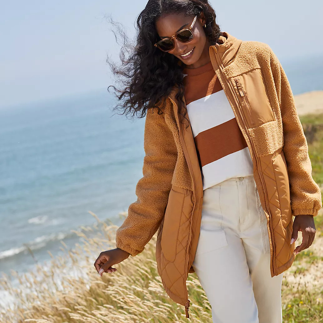 Women's Sherpa Fleece Quilted Mixed Media Parka | Lands' End (US)