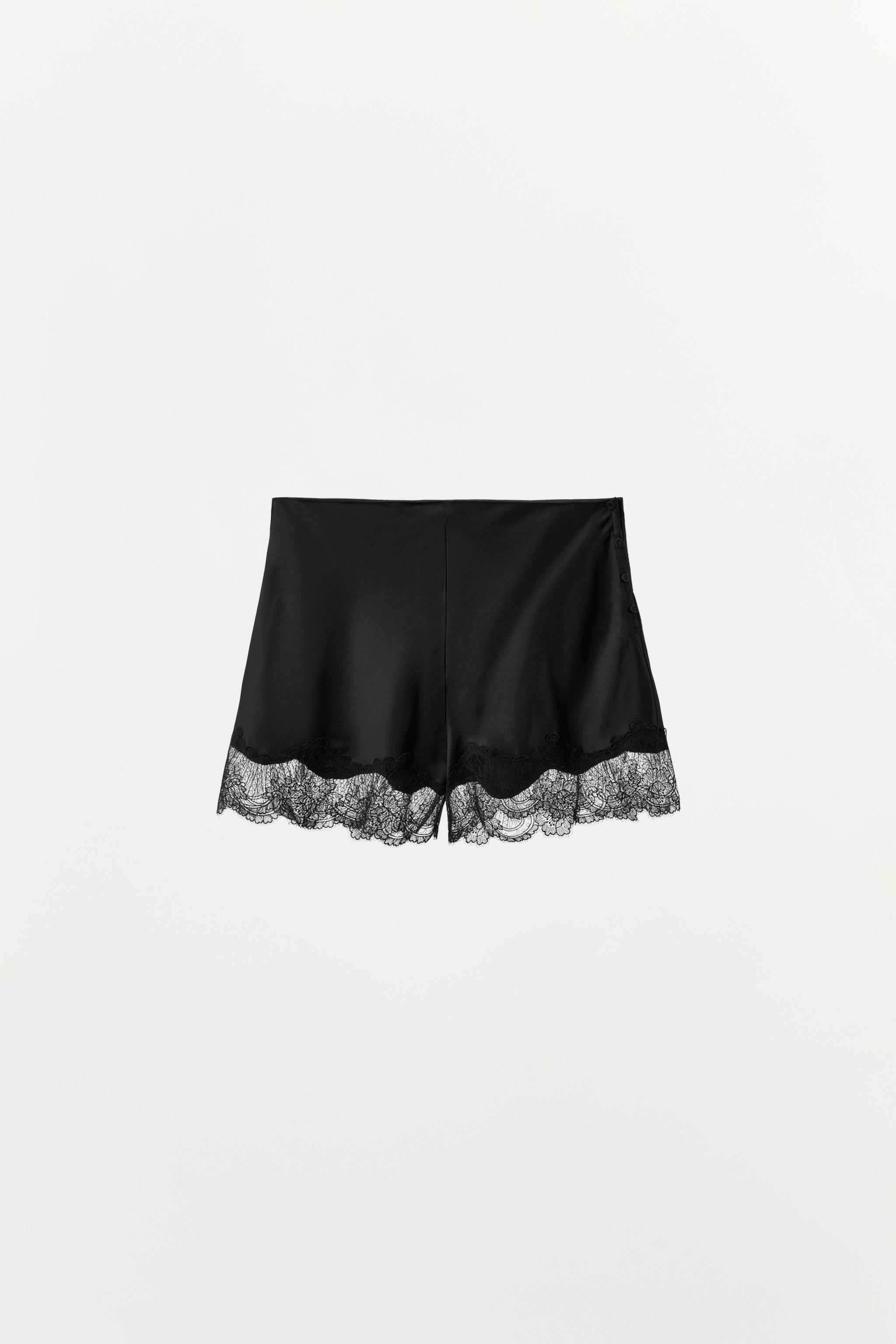 SATIN SHORTS WITH LACE TRIM | Zara UK