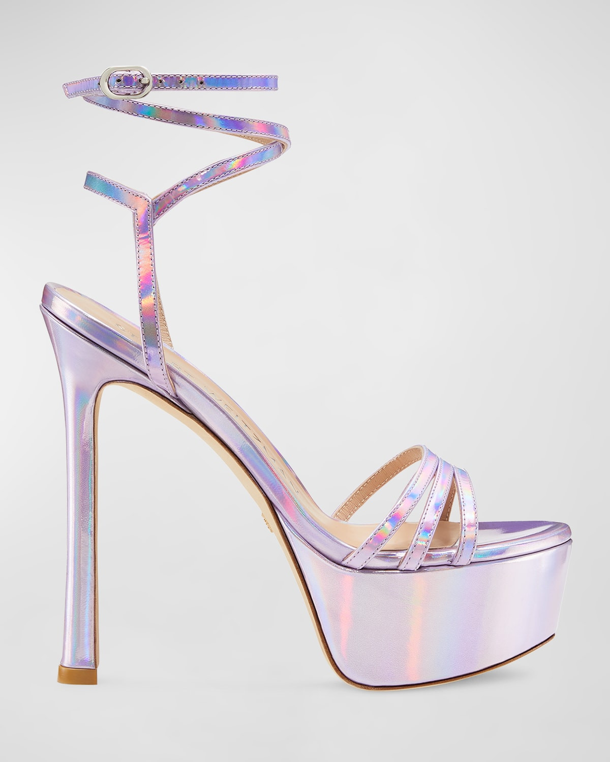 Soiree Iridescent Ankle-Strap Platform Sandals | Neiman Marcus