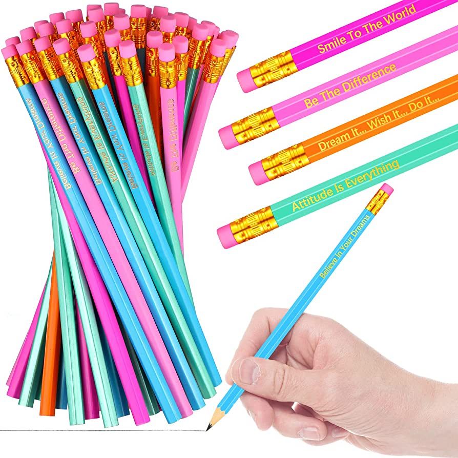 Inspirational Pencils Personalized Pencils Custom Wood Pencils Colorful Motivational Pencils with... | Amazon (US)