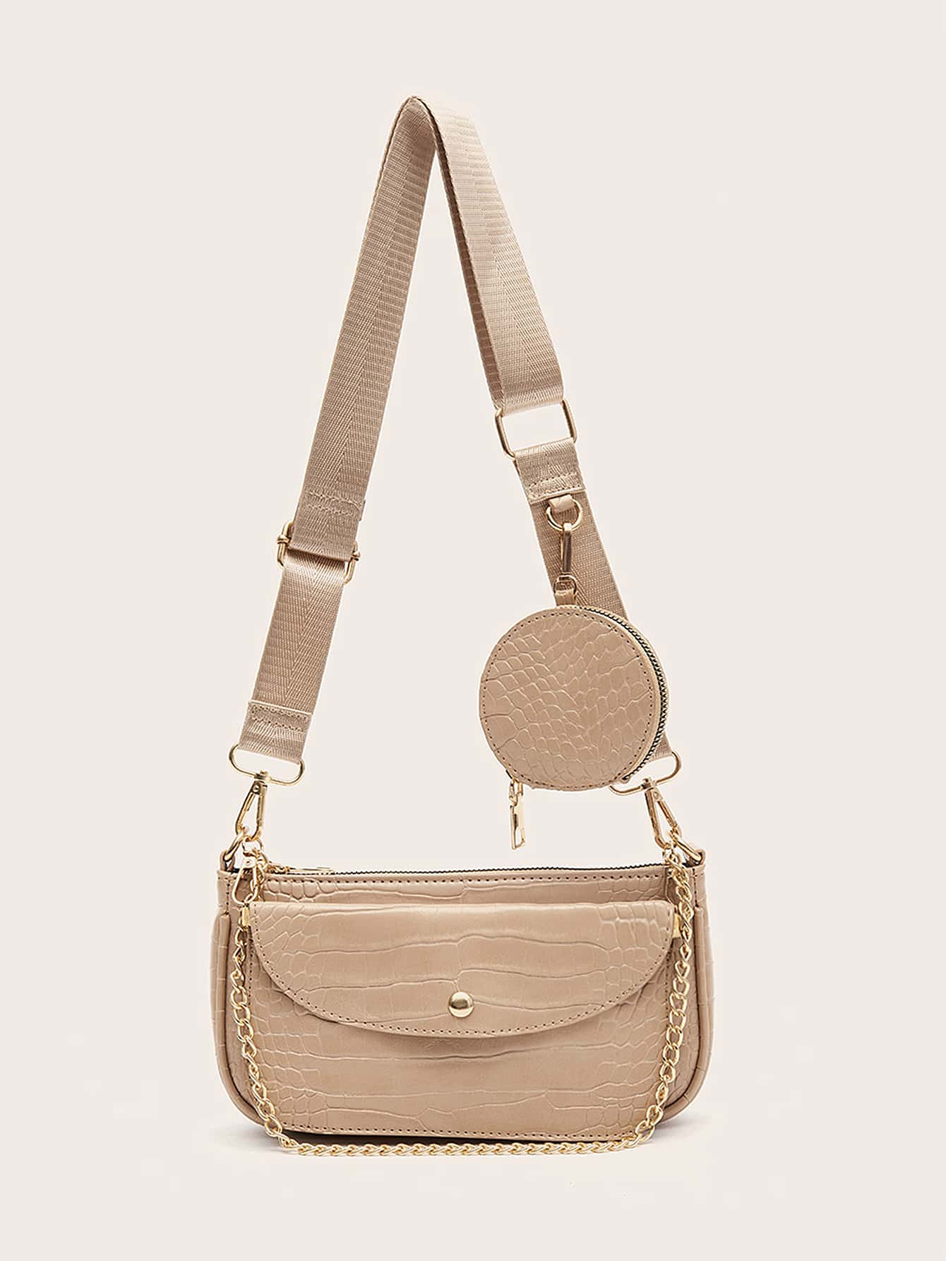 3 Stücke Schultertasche mit Krokodil Prägung | SHEIN