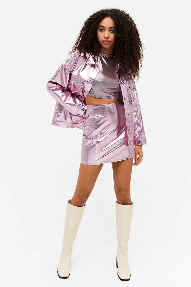 Metallic mini skirt | Monki