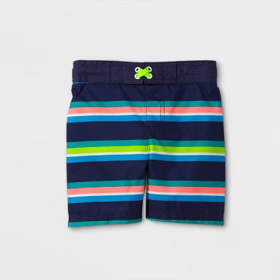 Toddler Boys' Striped Swim Trunks - Cat & Jack™ Coral | Target