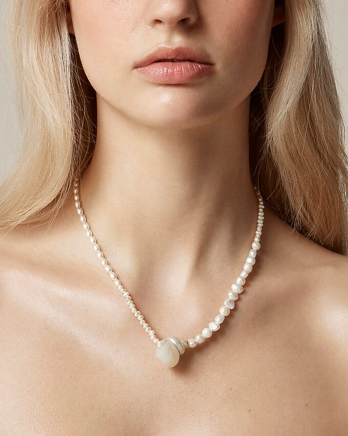 Seashell and pearl pendant necklace | J. Crew US