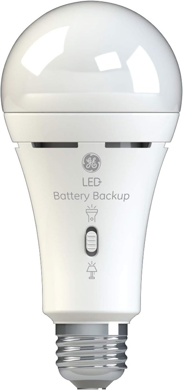LED+ Backup Battery Light Bulb, A21, Emergency Light Bulb, 60-Watt Replacement, Soft White, Recha... | Amazon (US)
