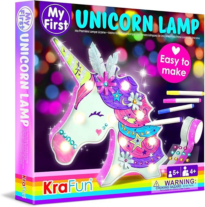 KRAFUN Easy DIY Unicorn LED Night Light Kids Lamp Kit for Girl Crafts – My First Beginner Arts ... | Amazon (US)