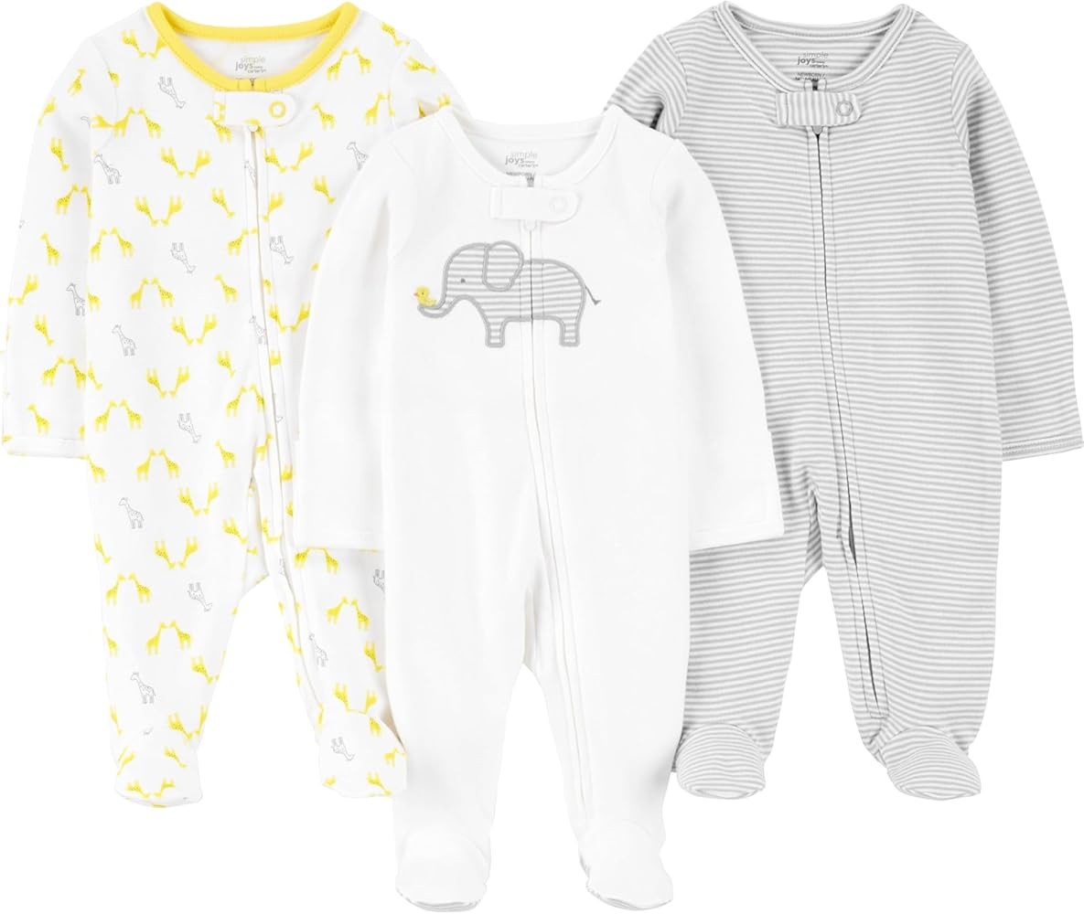 Amazon.com: Simple Joys by Carter's Baby 3-pack Sleep and Play, elephant, stripe, giraffe, Newbor... | Amazon (US)