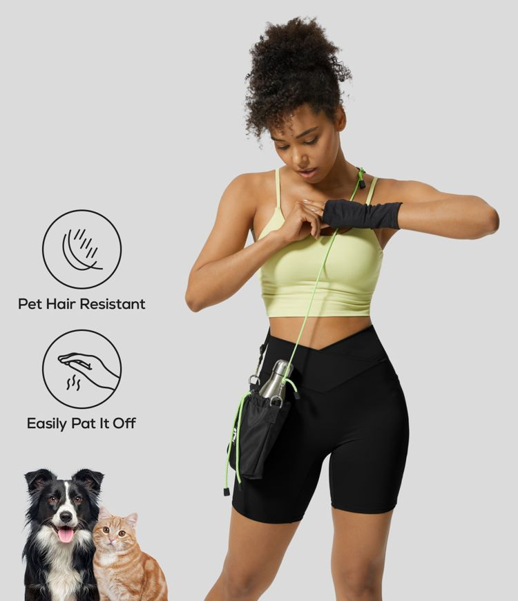 Women’s Patitoff™ Pet Hair Resistant Crossover Side Pocket Biker Shorts 7'' - HALARA | HALARA