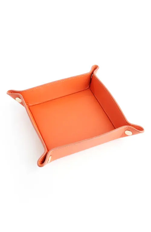 ROYCE New York Personalized Catchall Leather Valet Tray in Orange - Deboss at Nordstrom | Nordstrom