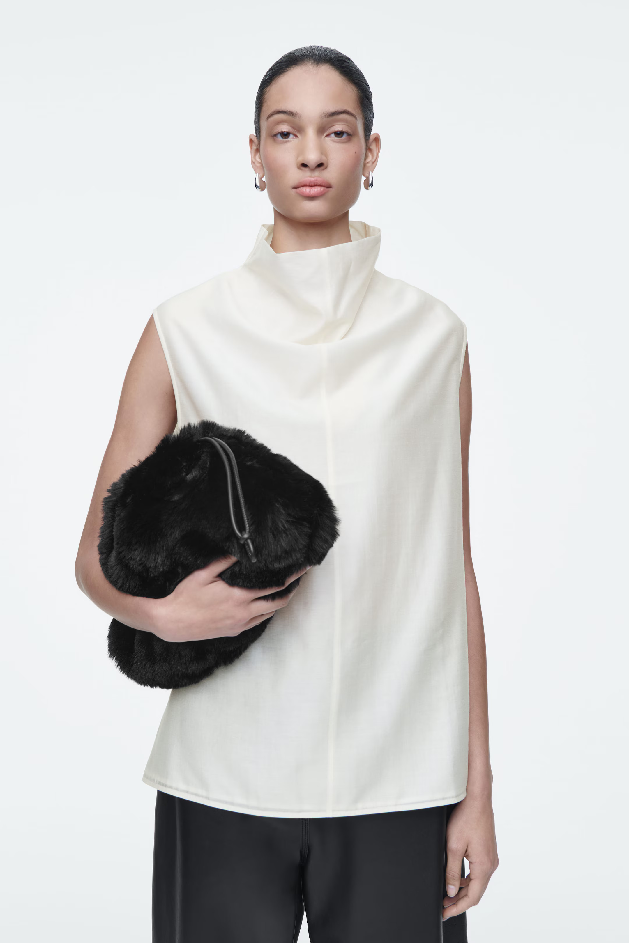 CAVATELLI CLUTCH BAG - FAUX FUR - BLACK | COS | COS UK