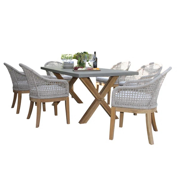 Cael Rectangular 6 - Person 80'' Long Teak Dining Set with Cushions | Wayfair North America