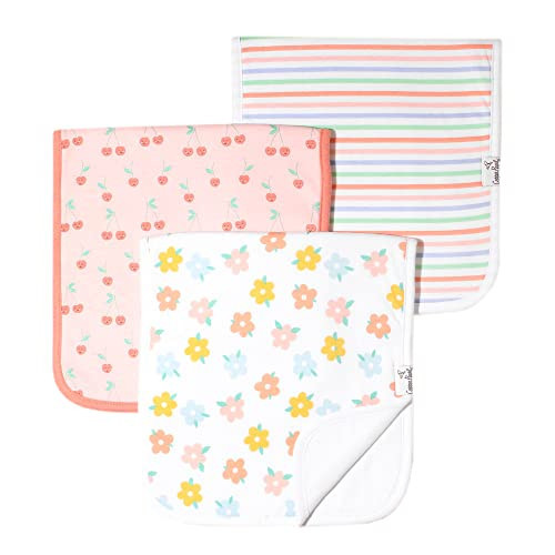 Copper Pearl Premium Baby Burp Cloths - 3-Pack Large Cotton Burp Cloths, Extra Soft Spit Up Rags with 3 Absorbent Layers, Perfect for Baby Girl Gifts (21" x 10" Size, Cheery Set) | Amazon (US)