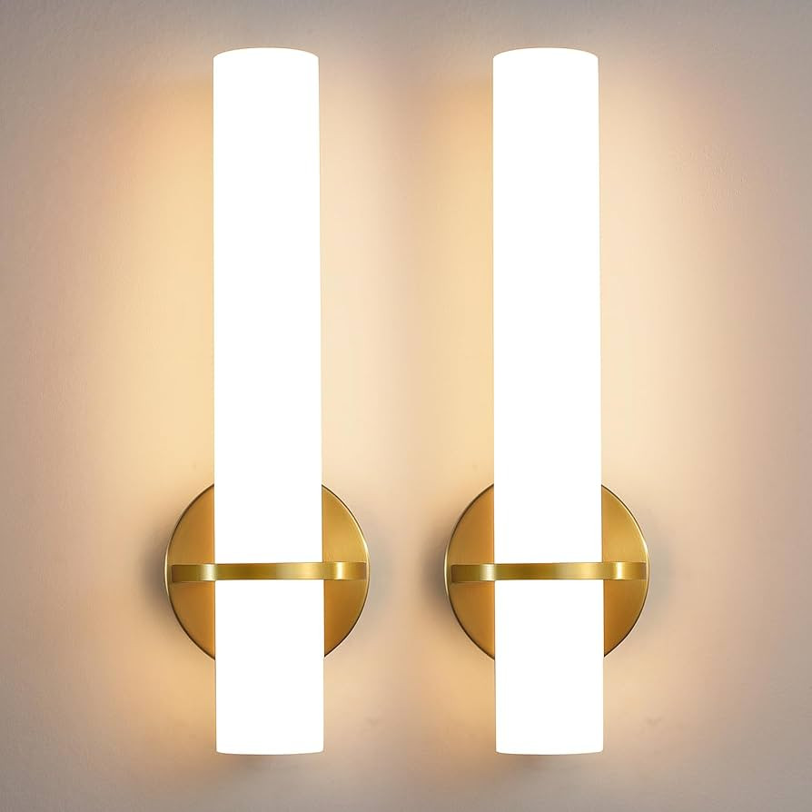 Wall Sconces - Gold Wall Sconces Set of Two Modern Bathroom Sconce 15W Dimmable LED Wall Sconce L... | Amazon (US)
