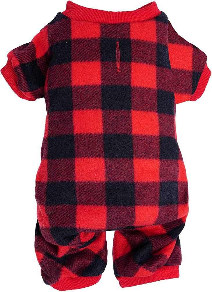 Pet Christmas Pajamas Red Black Buffalo Plaid Jumpsuit Dog Cat Soft Winter Clothes Puppy Doggie C... | Amazon (US)