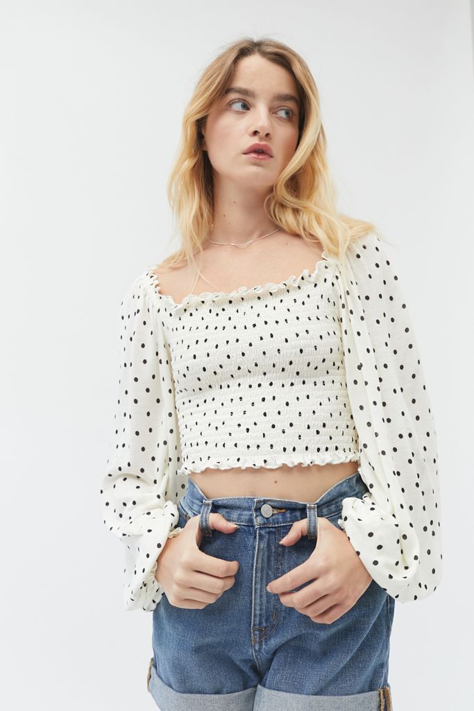 UO Ryan Smocked Square Neck Top | Urban Outfitters (US and RoW)