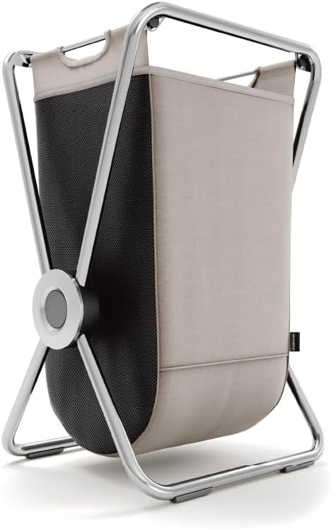 simplehuman x-frame laundry hamper, 100% recycled polyester collapsible laundry baskets with easy carry handles, heavy-gauge steel frame, chrome, 80L | Amazon (US)