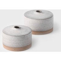 stone White Wide Bud Vases Set Of 2 | Hand Thrown Clay Ceramic Pottery Small Vase Decorative Flower  | Etsy (US)