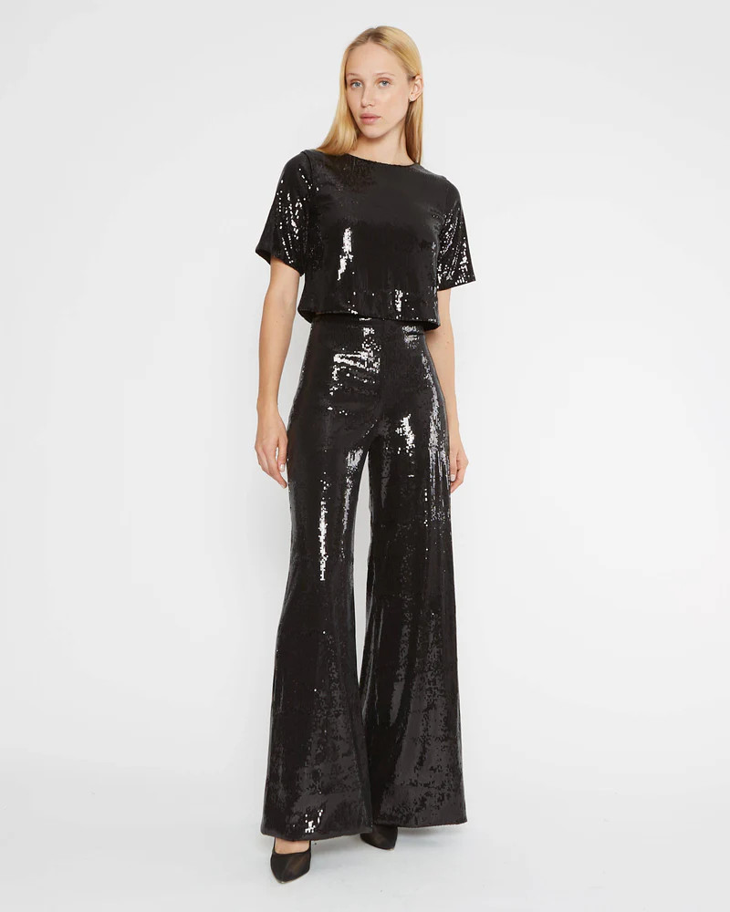 Black Sequin Wide Leg Pant | Ripley Rader