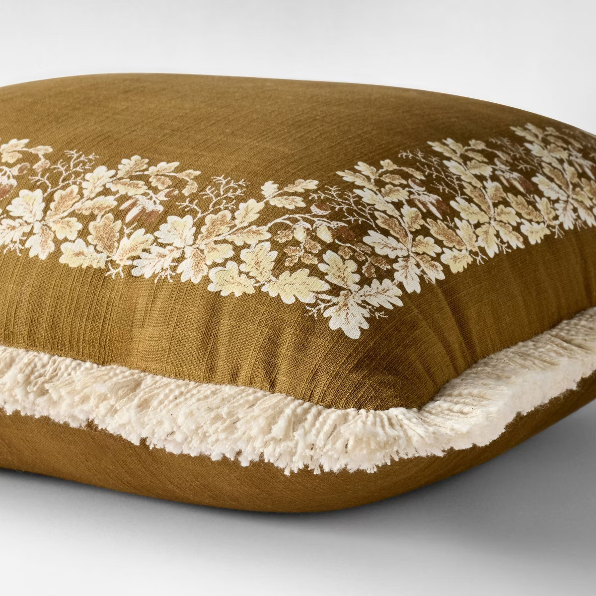 Olive Leaf Embroidered Pillow with Fringe -20 x 20" - Threshold designed with Studio McGee | Target