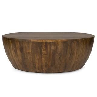 Goa 36 in. Walnut Medium Round Wood Coffee Table | The Home Depot