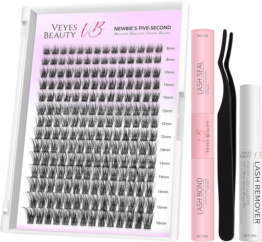 VEYESBEAUTY Dreamy Cluster Lashes Kit Individual Lash Extensions Newbie's Five-Second DIY Dramati... | Amazon (US)