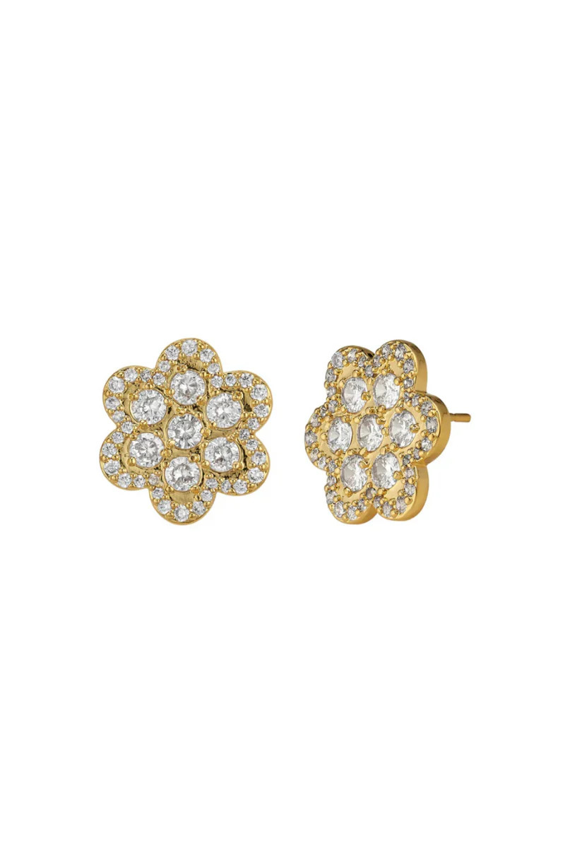 Delphine Gold Pave Stud Earring | Bunny & Babe