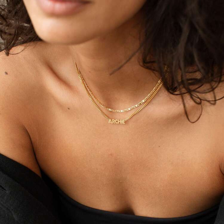 Custom Name Necklace With Curb Chain, Gold Name Necklace, Necklace For Women, Handmade Jewellery,... | SHEIN