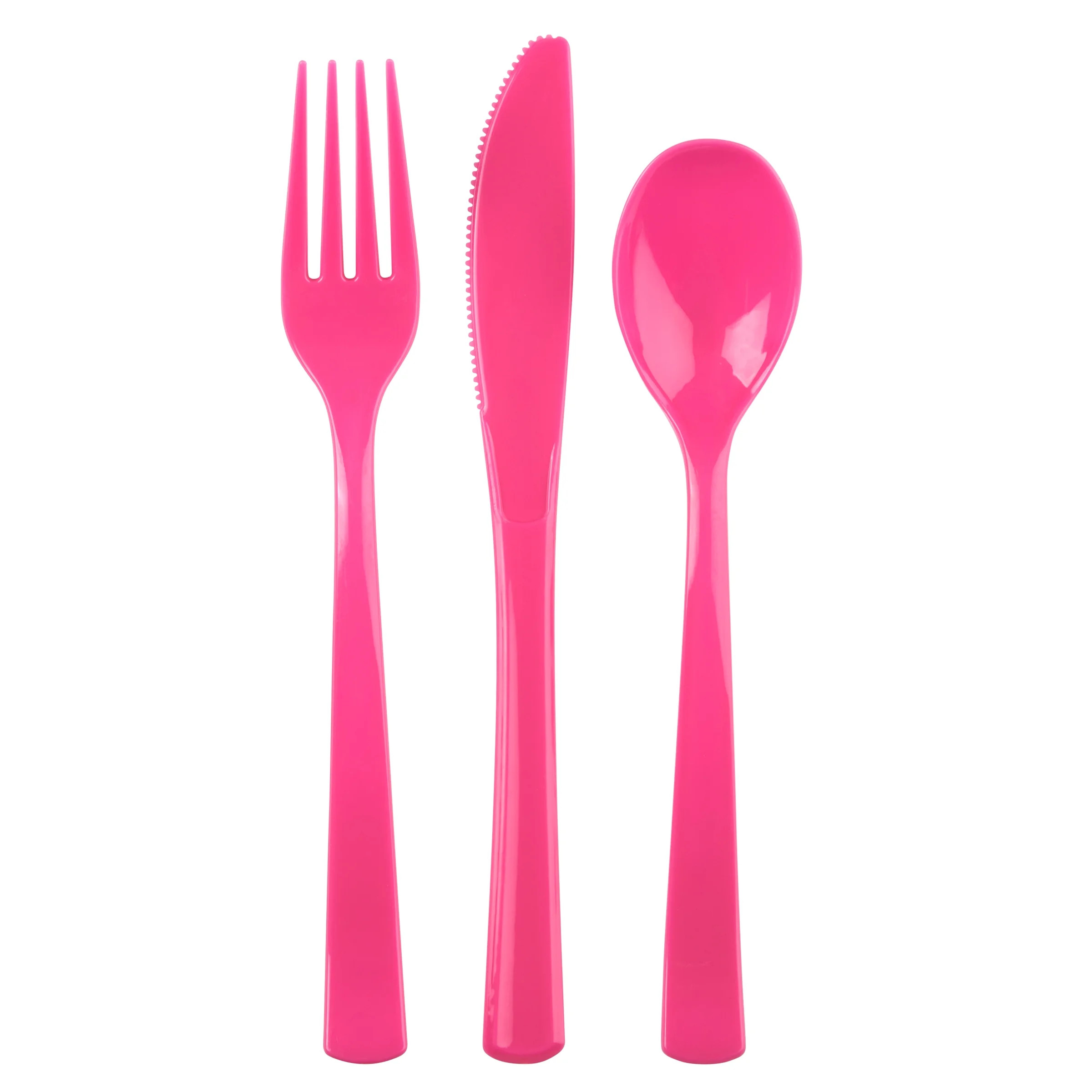 Way to Celebrate! Neon Pink Birthday Party Plastic Cutlery Set for 8, 24pcs | Walmart (US)