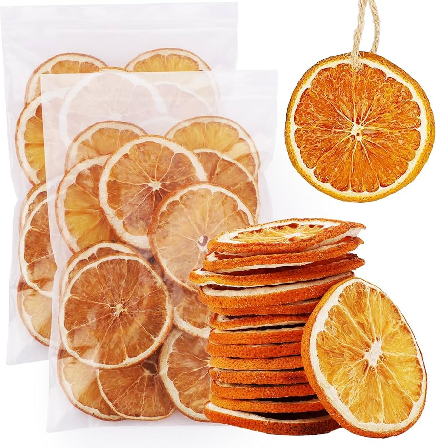 30pcs Dried Orange Slices with Twine Strings, Natural Dehydrated Orange Slices, Christmas Wreath ... | Amazon (US)