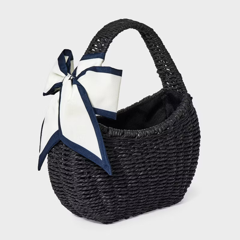 Straw Mini Bag with Bow - A New Day™ Black | Target