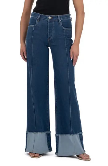 KUT from the Kloth Margo Cuffed Pintuck Wide Leg Jeans in Persist at Nordstrom Rack, Size 4 | Nordstrom Rack