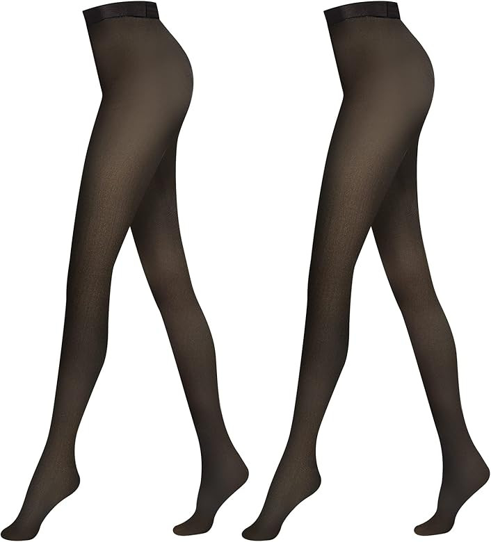 Geyoga 2 Pairs Fleece Lined Tights Women Leggings Fake Translucent Leggings Translucent Winter Sh... | Amazon (US)