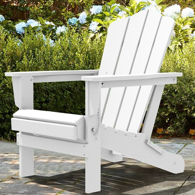 Outdoor Patio Folding HDPE Resin Adirondack Chair, White - Walmart.com | Walmart (US)