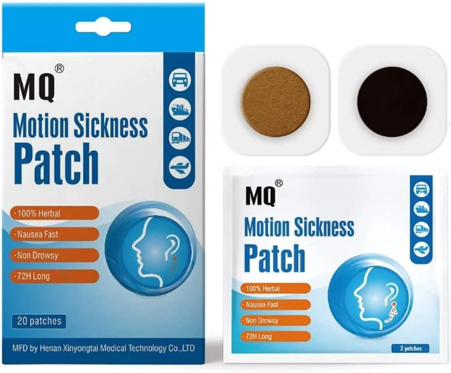 Motion Sickness Patches - 20 Pack - Travel Packets Included Travel Friendly - Easy to Use Motion ... | Amazon (US)