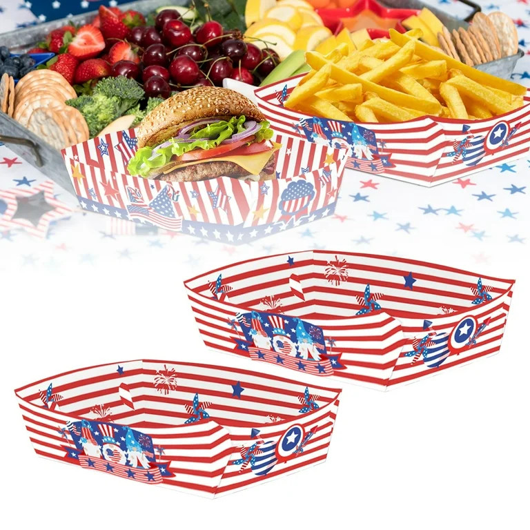 American Flag Paper Food Trays 24 Pcs â Patriotic Disposable Snack Boats for 4th of July Par... | Walmart (US)