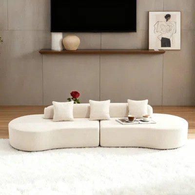 Modern Minimalist Sofa With 3 Pillows For Apartment & Living Room Curved Leisure Moments | Wayfair North America