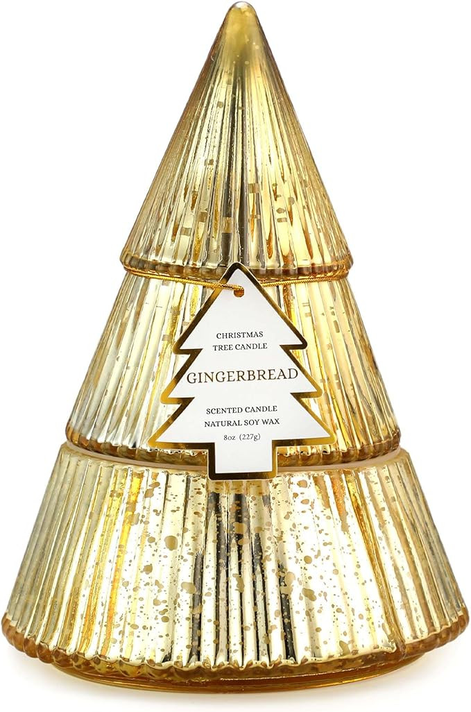 Christmas Tree Candles, Gingerbread Scented Candle, Gold Xmas Tree Shaped Candle, Christmas Home ... | Amazon (US)