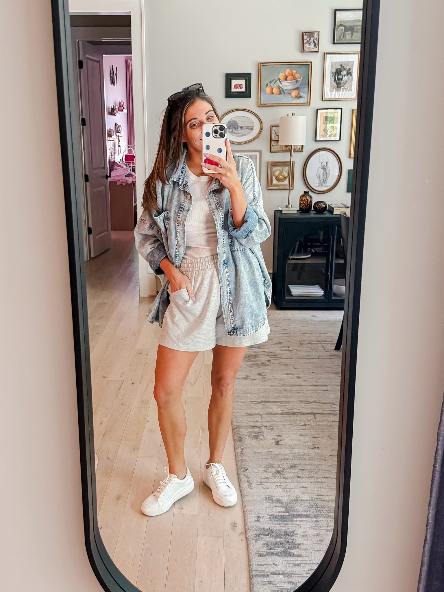 What I wore for a comfy errands day! I love a chambray button down as a layer! Literally goes with everything 
Top L / Tank M / Shorts M / Sneakers tts

#LTKmomlife #LTKootd #LTKMidsize