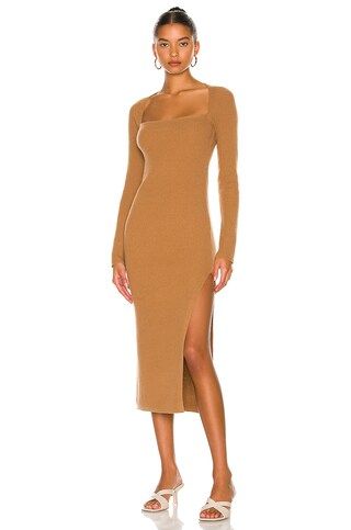 The Sei Square Neck Dress with Slit in Chestnut from Revolve.com | Revolve Clothing (Global)