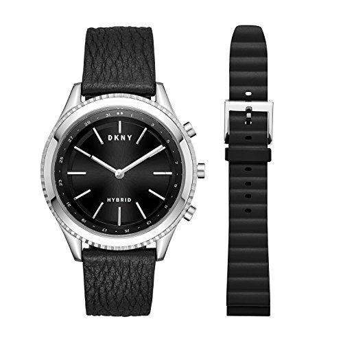 DKNY Women's 'Woodhaven Hybrid' Quartz Stainless Steel and Leather Smart Watch, Color:Black (Model: NYT6100) | Amazon (US)