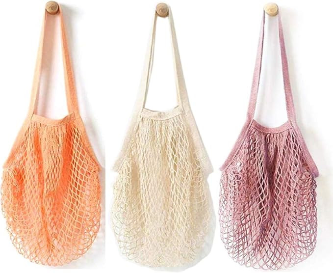 3 pack Reusable Washable Cotton Mesh Grocery Bags | Amazon (US)